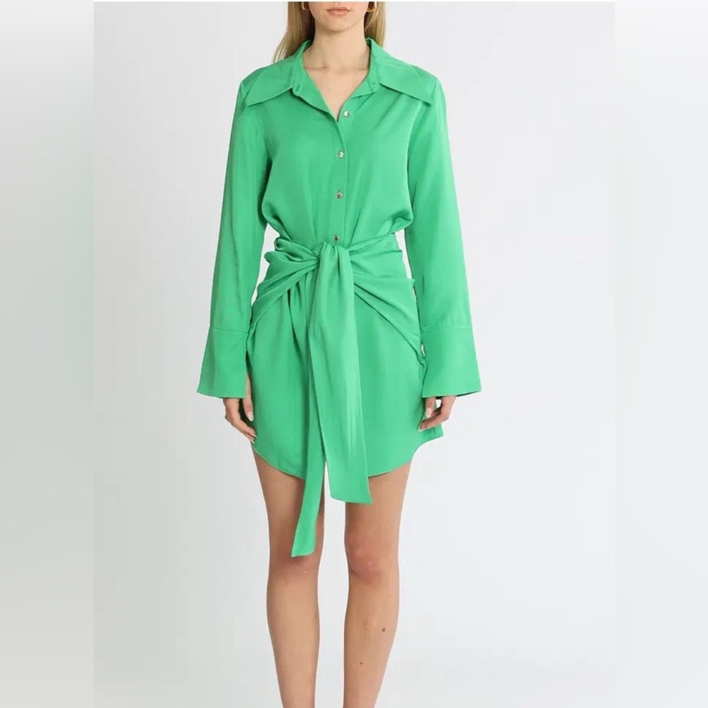 Elegant Green Tie-Front Dress